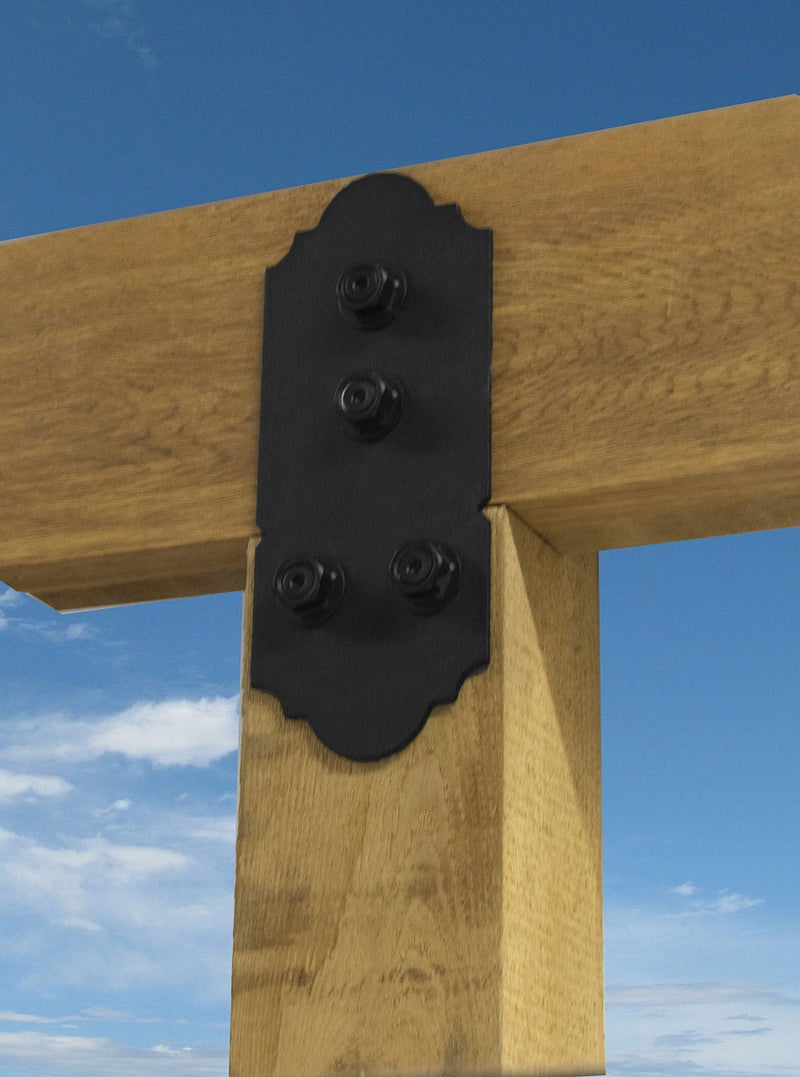 OZCO Laredo Sunset 8" Post to Beam Flush Connector Heavy Duty Black Powder-Coated Steel Bracket for Wood Posts, Outdoor Beam Braces, Corner Brackets, Flush Brackets for Wood and Aluminum, 2-Pack - Image 3